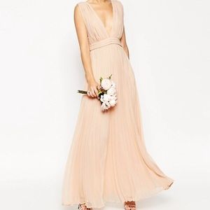 ASOS WEDDING Deep Plunge Super Full Pleated Maxi